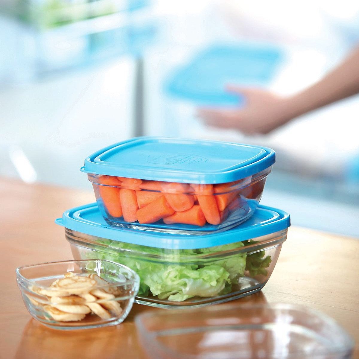 Panier-repas Carré Avec Couvercle Duralex Freshbox Bleu 1,15 L 17 X 17 X 7 Cm (8 Unités) à Prix